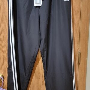 Adidas Black Track Pants with White Stripes